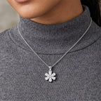 GRA Certified Moissanite Floral Pendant with Chain (Size 18) in Rhodium Overlay Sterling Silver 1.32 Ct._4486979_1