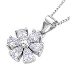 GRA Certified Moissanite Floral Pendant with Chain (Size 18) in Rhodium Overlay Sterling Silver 1.32 Ct._4486979_3