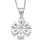GRA Certified Moissanite Floral Pendant with Chain (Size 18) in Rhodium Overlay Sterling Silver 1.32 Ct._4486979_4