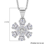 GRA Certified Moissanite Floral Pendant with Chain (Size 18) in Rhodium Overlay Sterling Silver 1.32 Ct._4486979_6