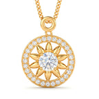 GRA Certified (D-VVS1) Moissanite Sunburst Pendant with Chain (Size 18) in Yellow Gold Plated Sterling Silver 1.20 Ct._4486980