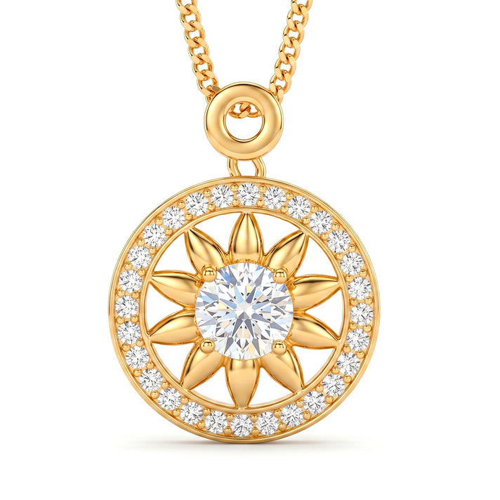 GRA Certified (D-VVS1) Moissanite Sunburst Pendant with Chain (Size 18) in Yellow Gold Plated Sterling Silver 1.20 Ct. 4486980 1