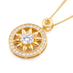 GRA Certified (D-VVS1) Moissanite Sunburst Pendant with Chain (Size 18) in Yellow Gold Plated Sterling Silver 1.20 Ct._4486980_3