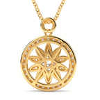 GRA Certified (D-VVS1) Moissanite Sunburst Pendant with Chain (Size 18) in Yellow Gold Plated Sterling Silver 1.20 Ct._4486980_4