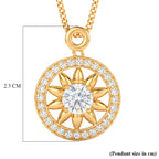 GRA Certified (D-VVS1) Moissanite Sunburst Pendant with Chain (Size 18) in Yellow Gold Plated Sterling Silver 1.20 Ct._4486980_6