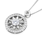 GRA Certified Moissanite Sunburst Pendant with Chain (Size 18) in Rhodium Overlay Sterling Silver 1.20 Ct._4486981_3