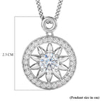 GRA Certified Moissanite Sunburst Pendant with Chain (Size 18) in Rhodium Overlay Sterling Silver 1.20 Ct._4486981_6