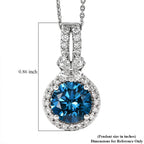 Lab Grown Blue Diamond,  Lab Grown Diamond Pendant with Torn Chain 19DC (Size 18) in Rhodium Overlay Sterling Silver 0.51 ct  2.506  Ct._4487108_5
