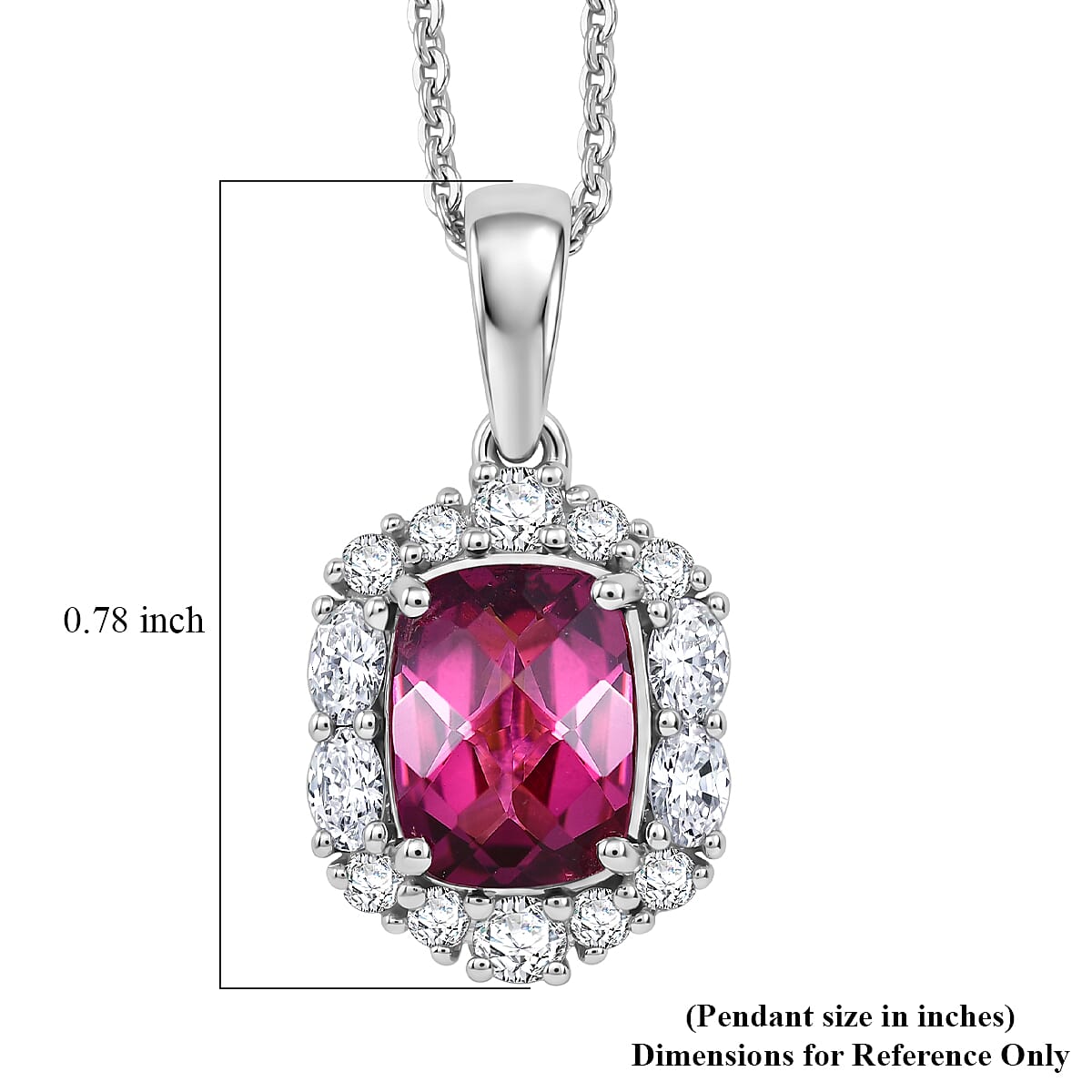 Colour Change Garnet,  Moissanite Pendant with Torn Chain 19DC (Size 18) in Rhodium Overlay Sterling Silver 0.43 ct  2.180  Ct. 4487148 5