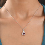 Colour Change Garnet,  Moissanite Pendant with Torn Chain 19DC (Size 18) in Rhodium Overlay Sterling Silver 0.54 ct  1.690  Ct._4487498_2