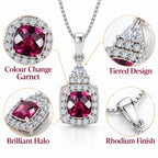 Colour Change Garnet,  Moissanite Pendant with Torn Chain 19DC (Size 18) in Rhodium Overlay Sterling Silver 0.54 ct  1.690  Ct._4487498_3