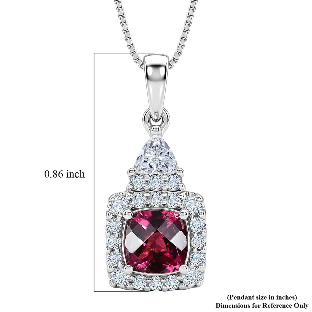 Colour Change Garnet,  Moissanite Pendant with Torn Chain 19DC (Size 18) in Rhodium Overlay Sterling Silver 0.54 ct  1.690  Ct._4487498_4