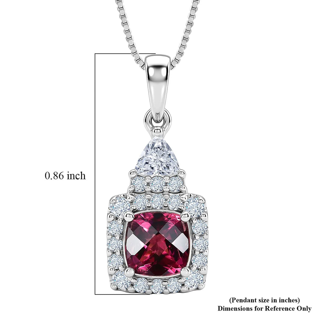 Certified and Appraised Colour Change Garnet,  Moissanite Pendant with Torn Chain 19DC (Size 18) in Rhodium Overlay Sterling Silver 0.54 ct  1.690  Ct. 4487498 4