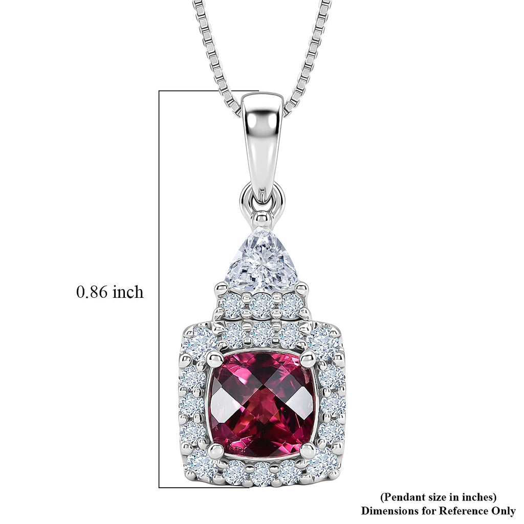 Colour Change Garnet,  Moissanite Pendant with Torn Chain 19DC (Size 18) in Rhodium Overlay Sterling Silver 0.54 ct  1.690  Ct._4487498_5