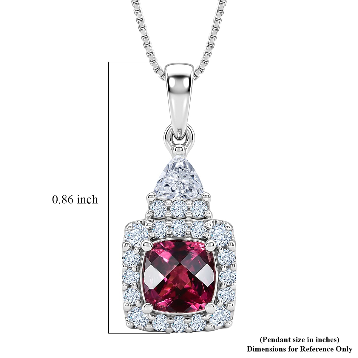 Certified and Appraised Colour Change Garnet,  Moissanite Pendant with Torn Chain 19DC (Size 18) in Rhodium Overlay Sterling Silver 0.54 ct  1.690  Ct. 4487498 3