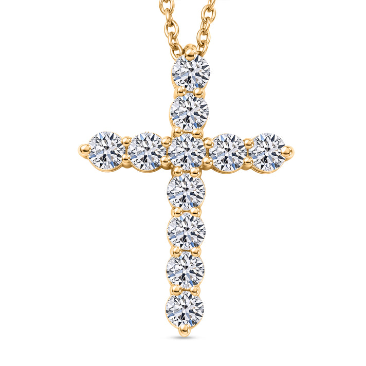 Luxuriant - Lab Grown Diamond (SI/G-H) Cross Pendant with Chain (Size 20) in 18K Vermeil Yellow Gold Plated Sterling Silver 2.00 Ct. 4487568 1