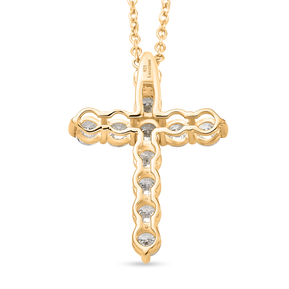 Luxuriant - Lab Grown Diamond (SI/G-H) Cross Pendant with Chain (Size 20) in 18K Vermeil Yellow Gold Plated Sterling Silver 2.00 Ct. 4487568 5