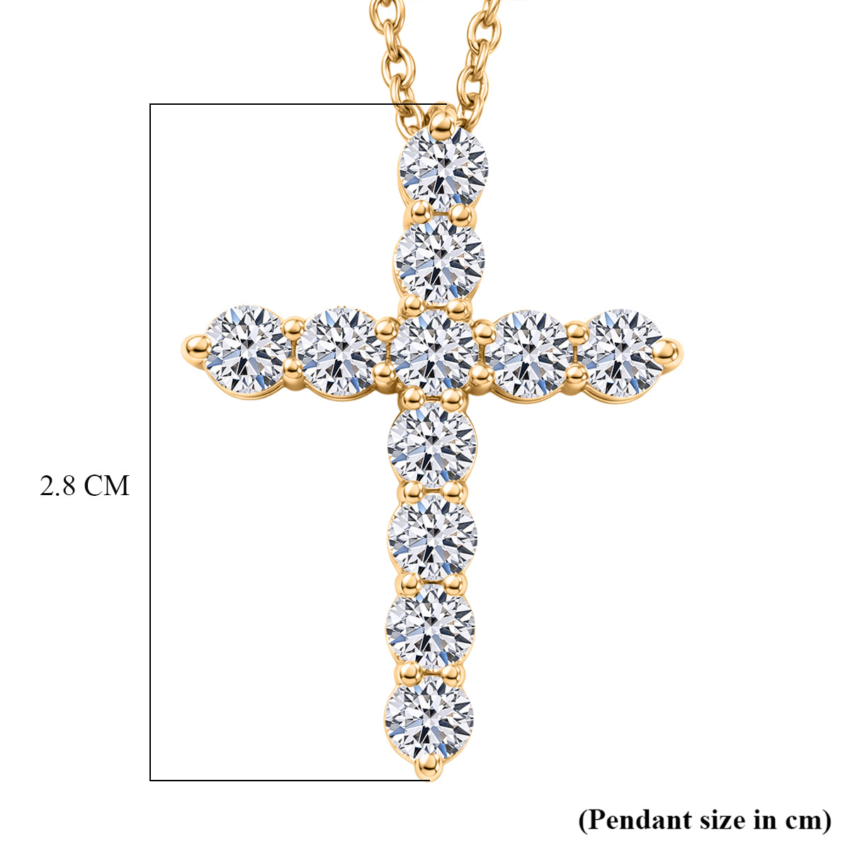 Luxuriant - Lab Grown Diamond (SI/G-H) Cross Pendant with Chain (Size 20) in 18K Vermeil Yellow Gold Plated Sterling Silver 2.00 Ct. 4487568 6