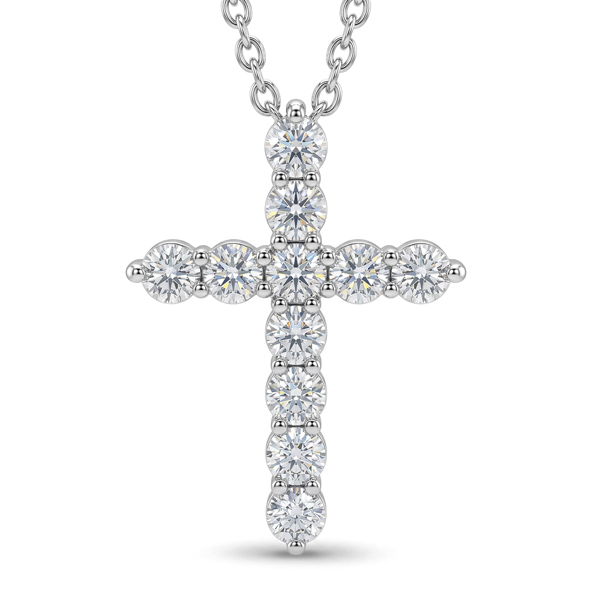 Luxuriant - Lab Grown Diamond (SI-G-H) Cross Pendant with Chain (Size 20) in Rhodium Overlay Sterling Silver 2.00 Ct. 4487570 0