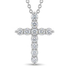 Luxuriant - Lab Grown Diamond (SI/G-H) Cross Pendant with Chain (Size 20) in Rhodium Overlay Sterling Silver 2.00 Ct._4487570