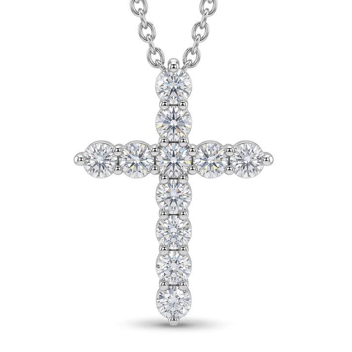 Luxuriant - Lab Grown Diamond (SI-G-H) Cross Pendant with Chain (Size 20) in Rhodium Overlay Sterling Silver 2.00 Ct. 4487570 1