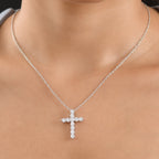 Luxuriant - Lab Grown Diamond (SI/G-H) Cross Pendant with Chain (Size 20) in Rhodium Overlay Sterling Silver 2.00 Ct._4487570_1