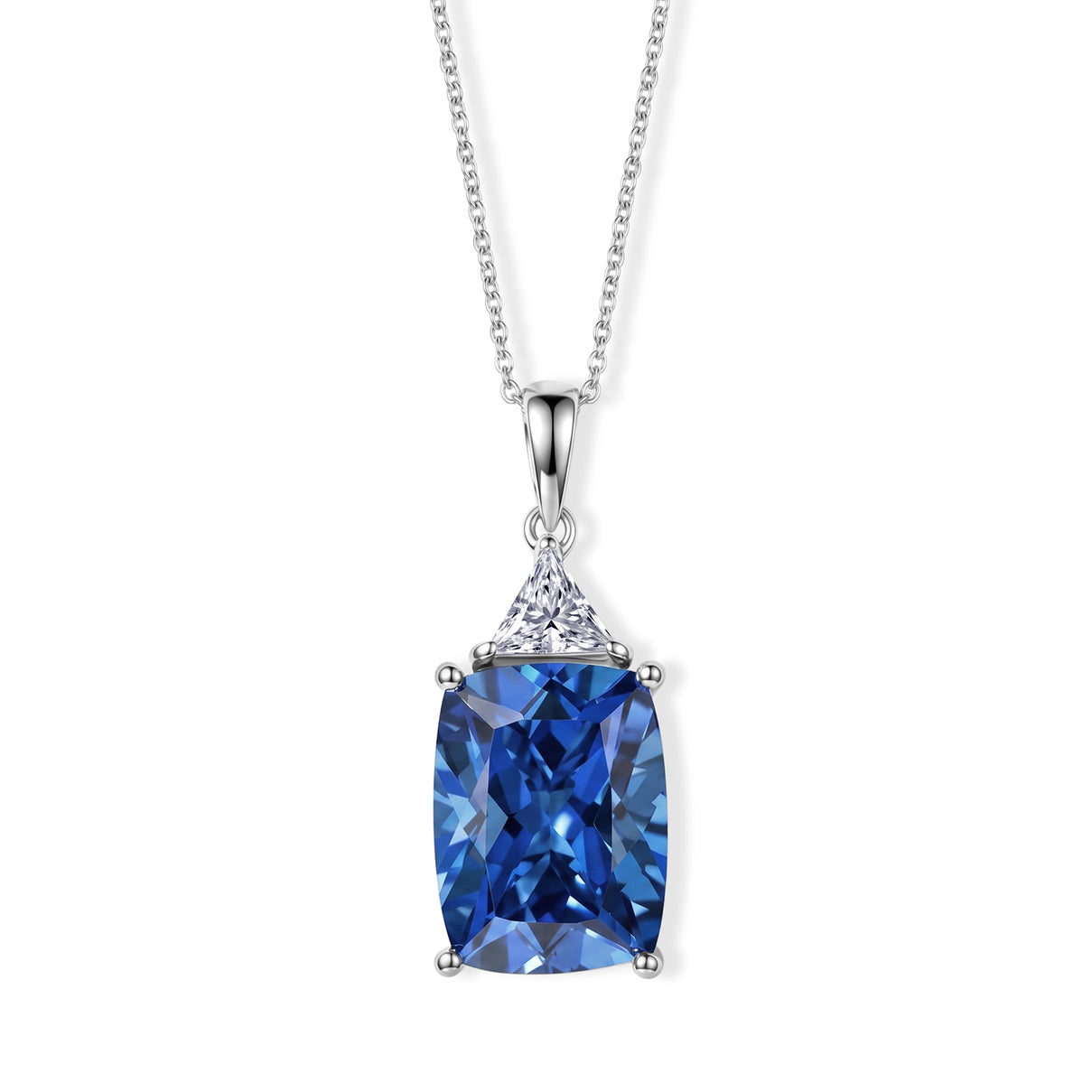 D'Joy - Ceylon Color Quartz &amp; Moissanite Pendant with Chain (Size 20) in Rhodium Overlay Sterling Silver 12.64 Ct. 4487761 0