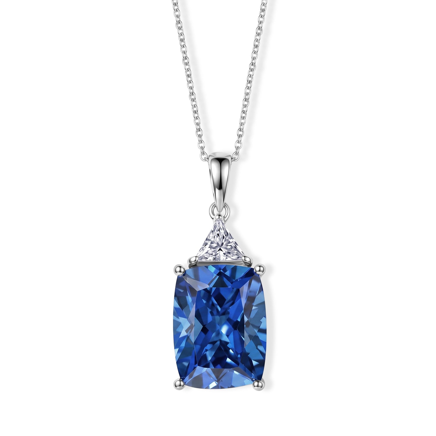 D'Joy - Ceylon Color Quartz &amp; Moissanite Pendant with Chain (Size 20) in Rhodium Overlay Sterling Silver 12.64 Ct. 4487761 0