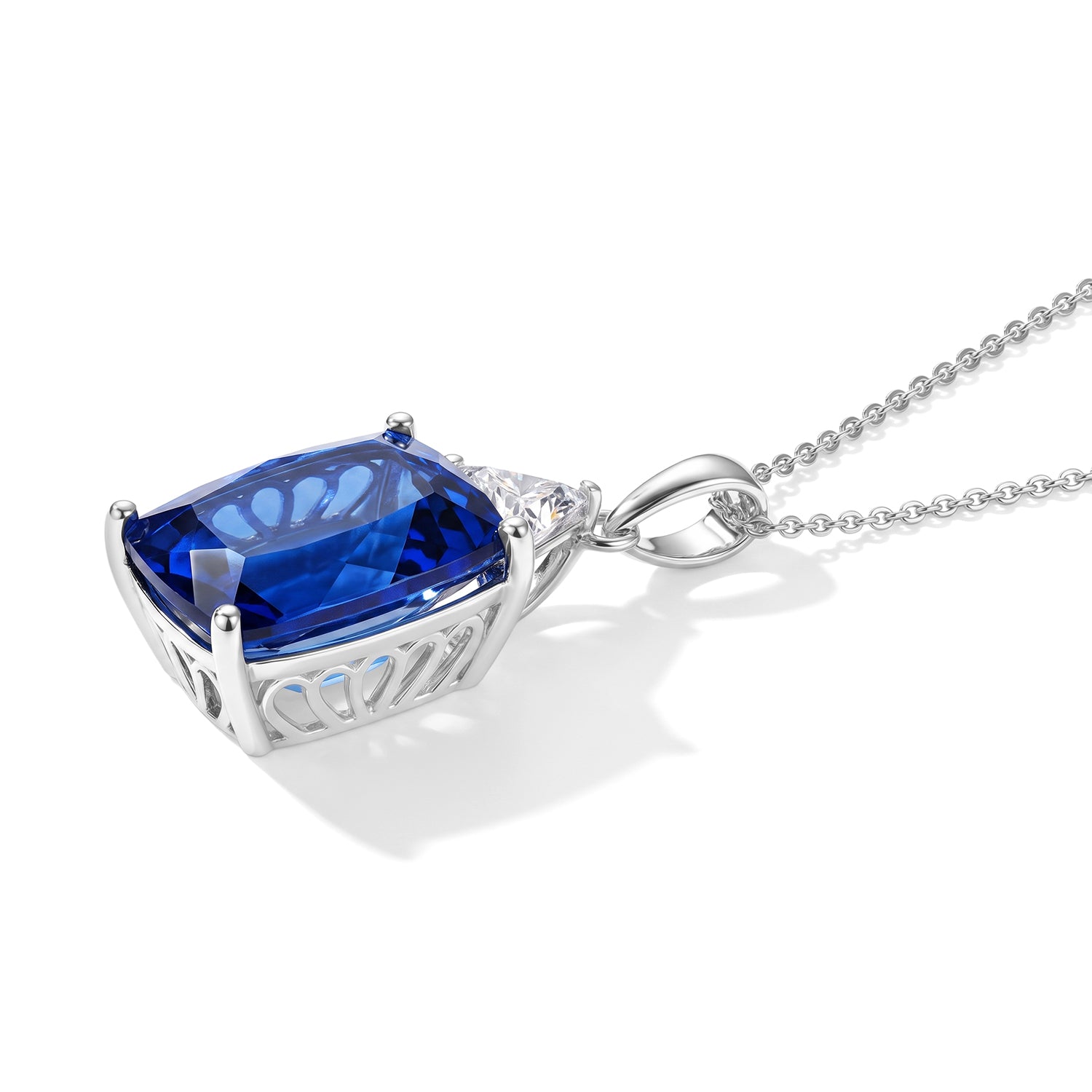 D'Joy - Ceylon Color Quartz &amp; Moissanite Pendant with Chain (Size 20) in Rhodium Overlay Sterling Silver 12.64 Ct. 4487761 4