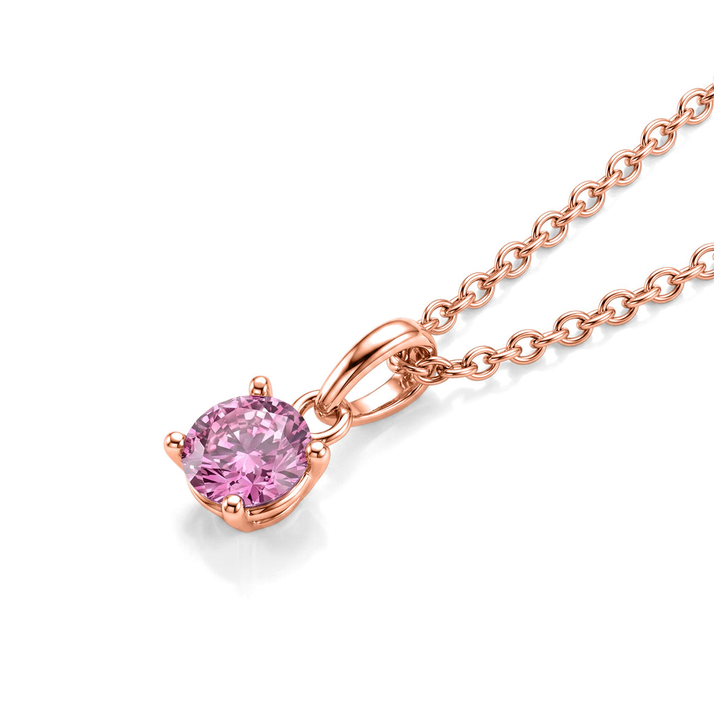 Pink Moissanite Solitaire Pendant in Rose Gold Plated Sterling Silver with Chain (Size 20)_4488184_3