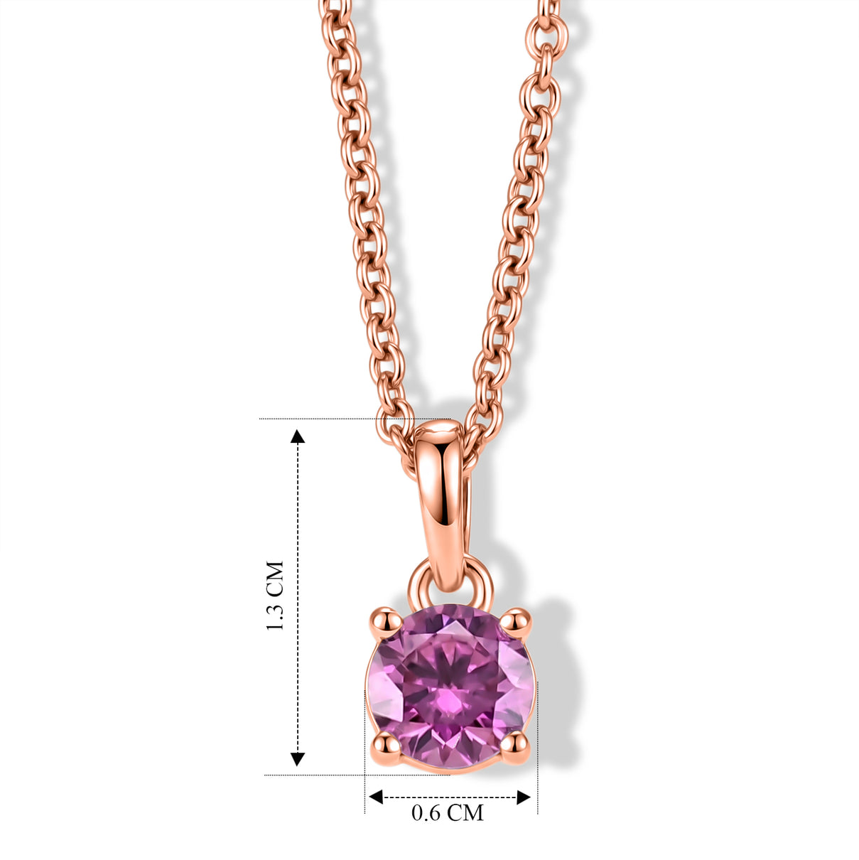 Pink Moissanite Solitaire Pendant in Rose Gold Plated Sterling Silver with Chain (Size 20) V32540249 5