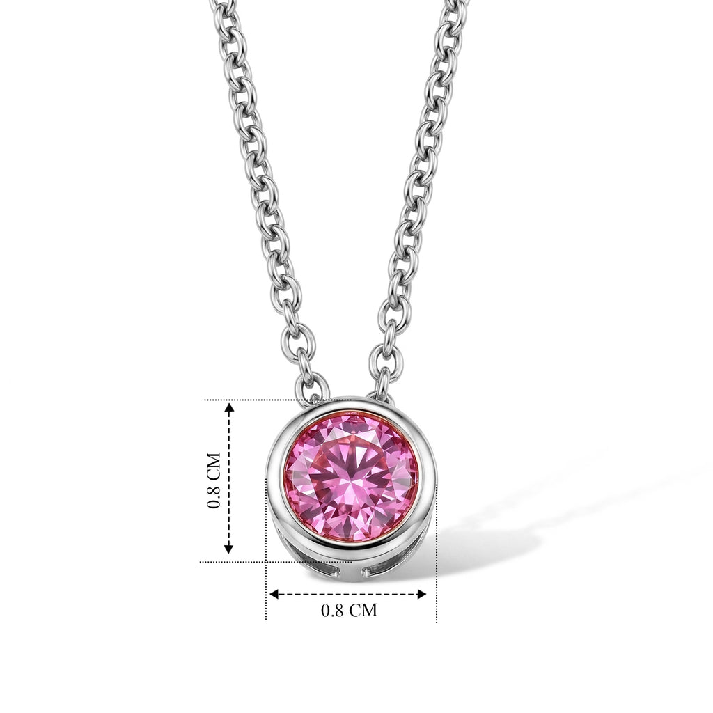 Pink Moissanite Solitaire Pendant in Rhodium Overlay Sterling Silver with Chain (Size 20)_4488185_5