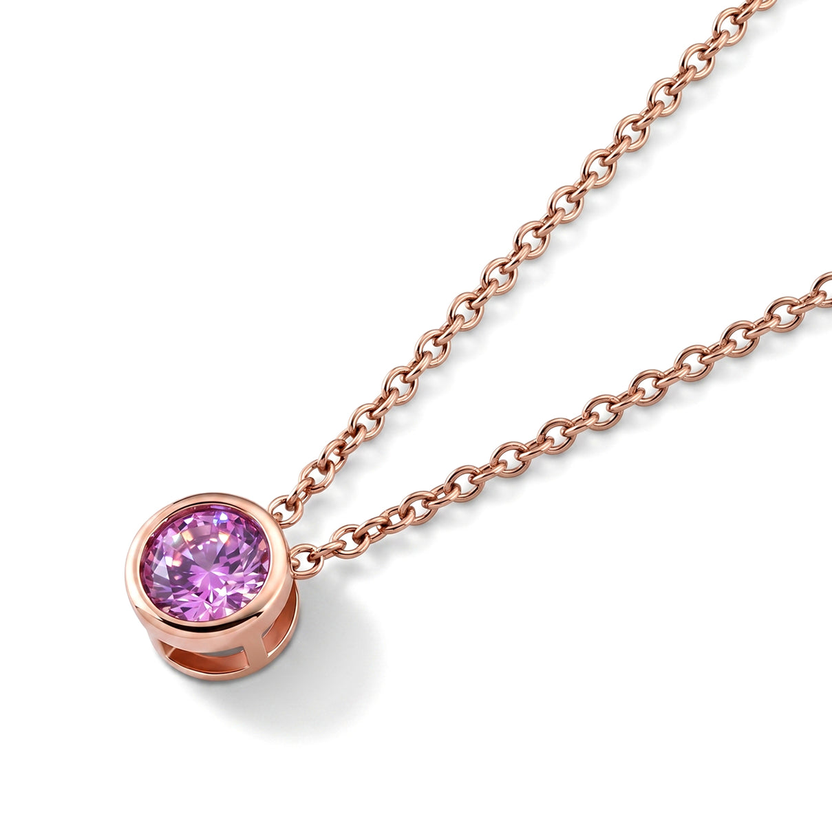 Pink Moissanite Solitaire Pendant in Rose Gold Plated Sterling Silver with Chain (Size 20) V32515548 3