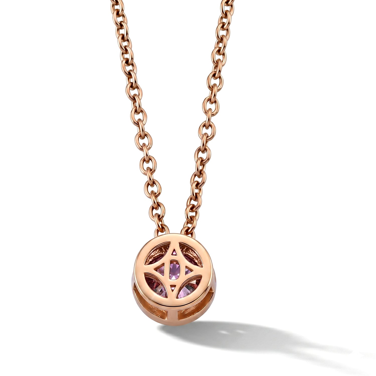 Pink Moissanite Solitaire Pendant in Rose Gold Plated Sterling Silver with Chain (Size 20) V32515548 4
