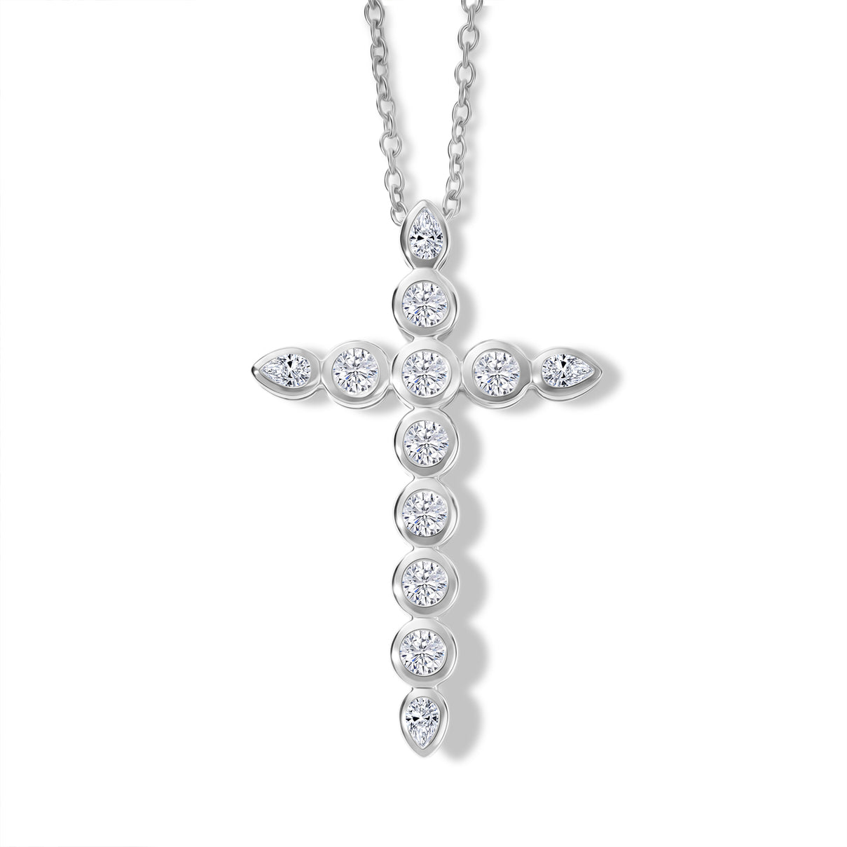 Luxuriant - Lab Grown Diamond (SI/G-H) Cross Pendant with Chain (Size 20) in Rhodium Overlay Sterling Silver 2.00 Ct. 4488315 0