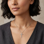 Luxuriant - Lab Grown Diamond (SI/G-H) Cross Pendant with Chain (Size 20) in Rhodium Overlay Sterling Silver 2.00 Ct._4488315_1