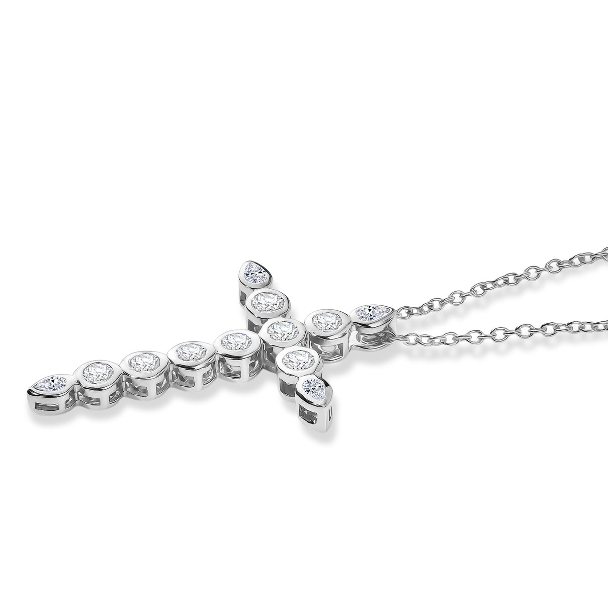 Luxuriant - Lab Grown Diamond (SI/G-H) Cross Pendant with Chain (Size 20) in Rhodium Overlay Sterling Silver 2.00 Ct. 4488315 4