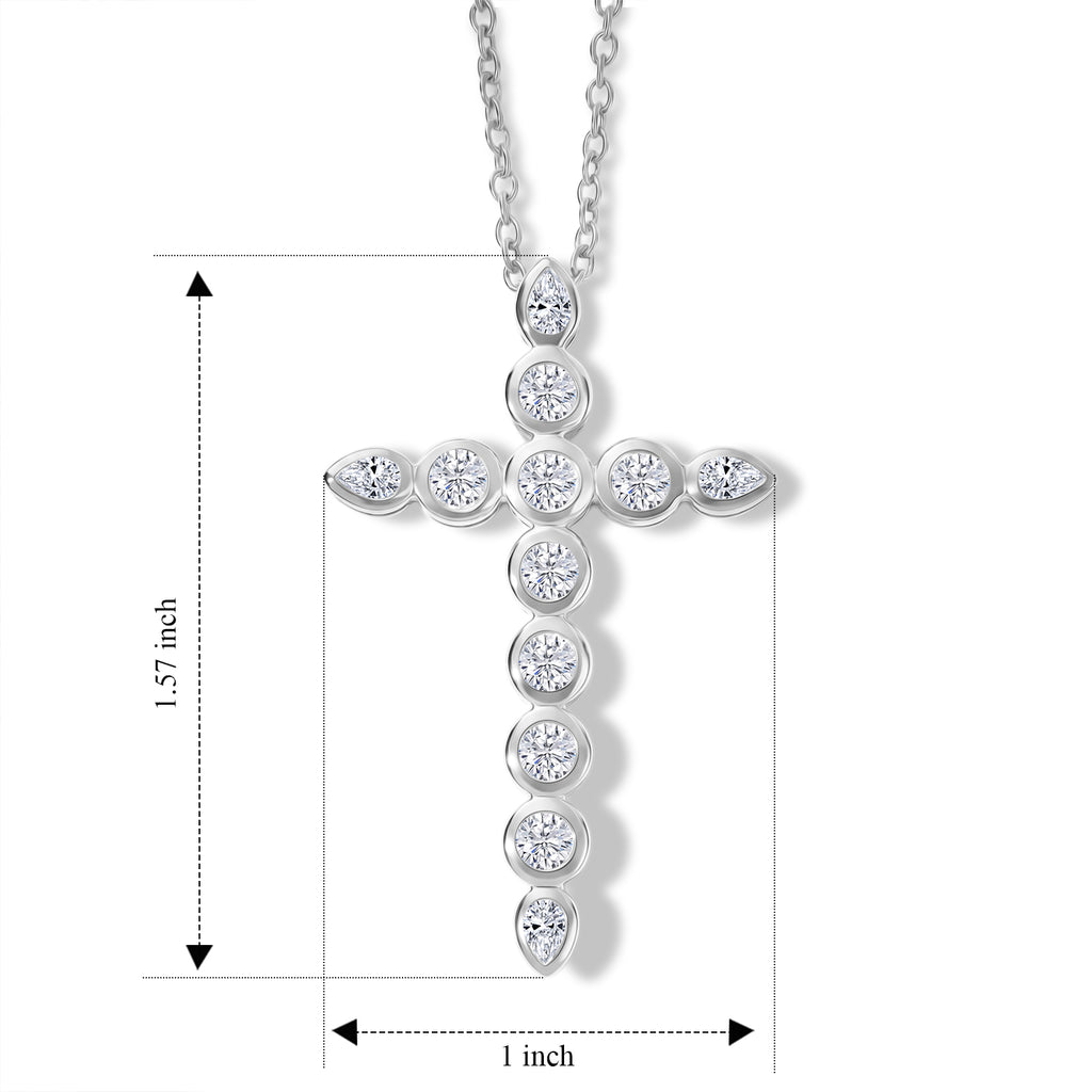 Luxuriant - Lab Grown Diamond (SI/G-H) Cross Pendant with Chain (Size 20) in Rhodium Overlay Sterling Silver 2.00 Ct._4488315_4