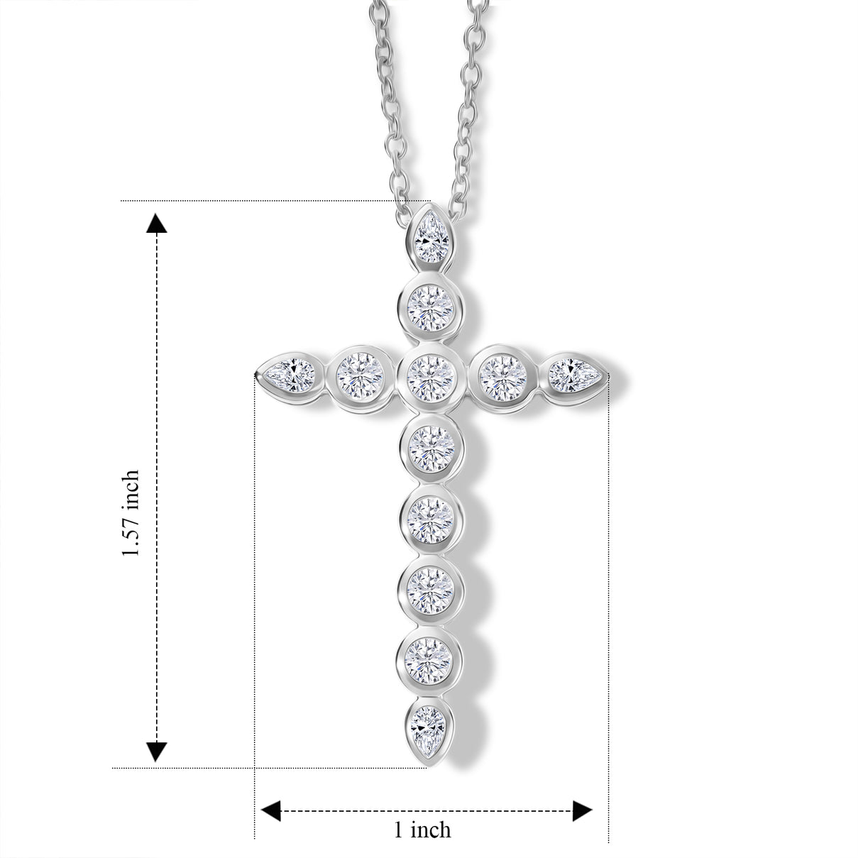 Luxuriant - Lab Grown Diamond (SI/G-H) Cross Pendant with Chain (Size 20) in Rhodium Overlay Sterling Silver 2.00 Ct. 4488315 5