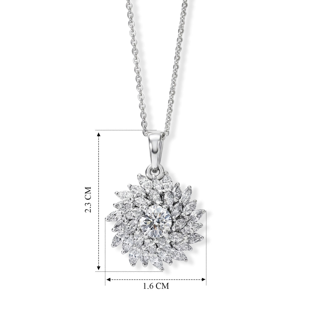 Lab Grown Diamond Pendant with Chain (Size 20) in Rhodium Overlay Sterling Silver 0.99 ct  1.490  Ct._4488316_4
