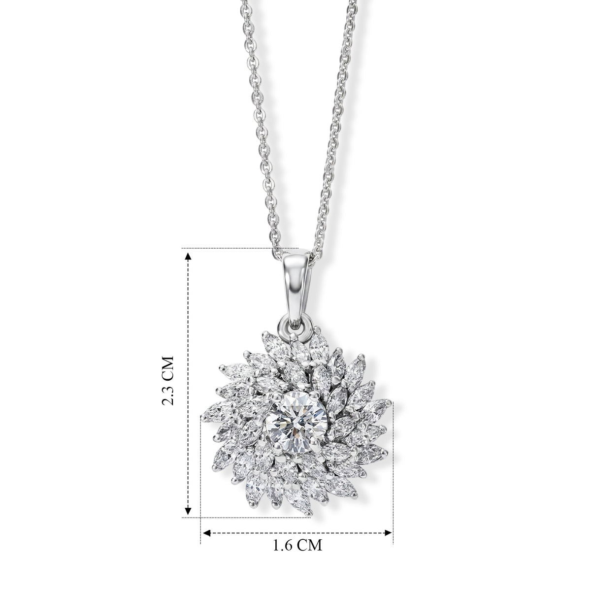 Luxuriant - Lab Grown Diamond (VS/E-F) Floral Design Pendant with Chain (Size 20) in Rhodium Overlay Sterling Silver 1.50 Ct. 4488316 5