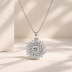 Luxuriant - Lab Grown Diamond (VS/E-F) Floral Design Pendant with Chain (Size 20) in Rhodium Overlay Sterling Silver 1.50 Ct._4488316_7