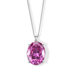 Biggest Carat Weight - Pink Moissanite Solitaire Pendant with Chain (Size 18) in Rhodium Overlay Sterling Silver 20.10 Ct._4488443
