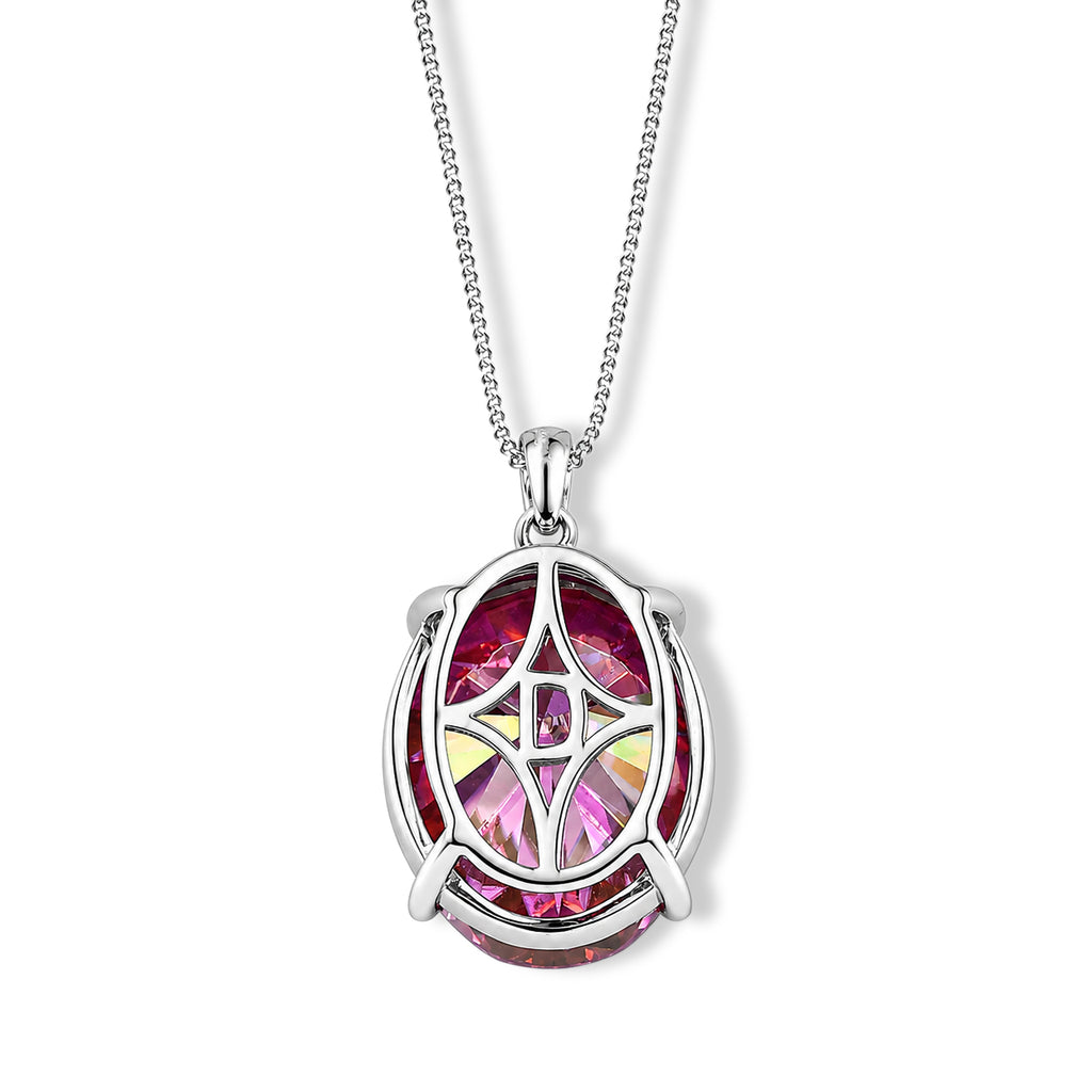 Biggest Carat Weight - Pink Moissanite Solitaire Pendant with Chain (Size 18) in Rhodium Overlay Sterling Silver 20.10 Ct._4488443_4