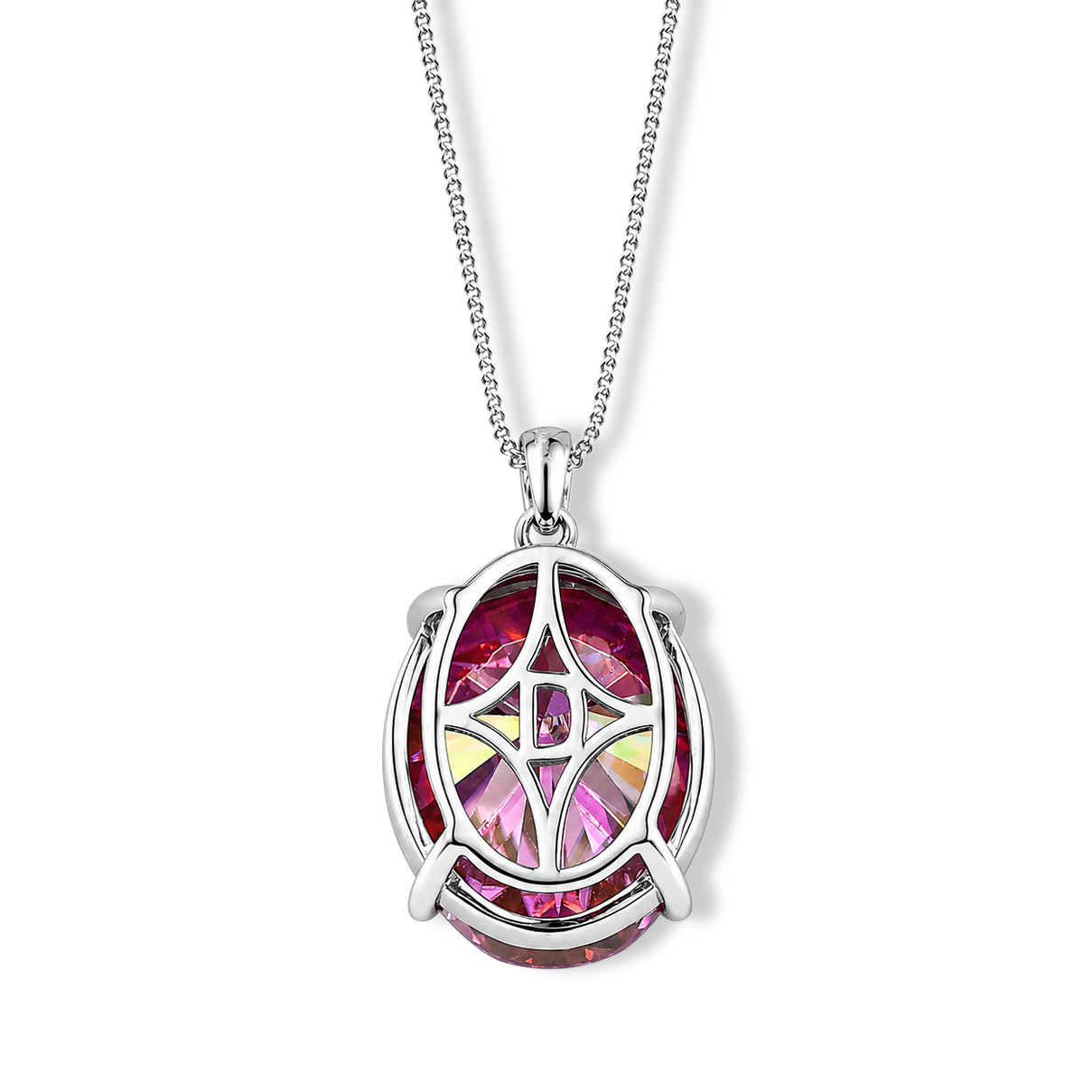 Biggest Carat Weight - Pink Moissanite Solitaire Pendant with Chain (Size 18) in Rhodium Overlay Sterling Silver 20.00 Ct. V32518222 5