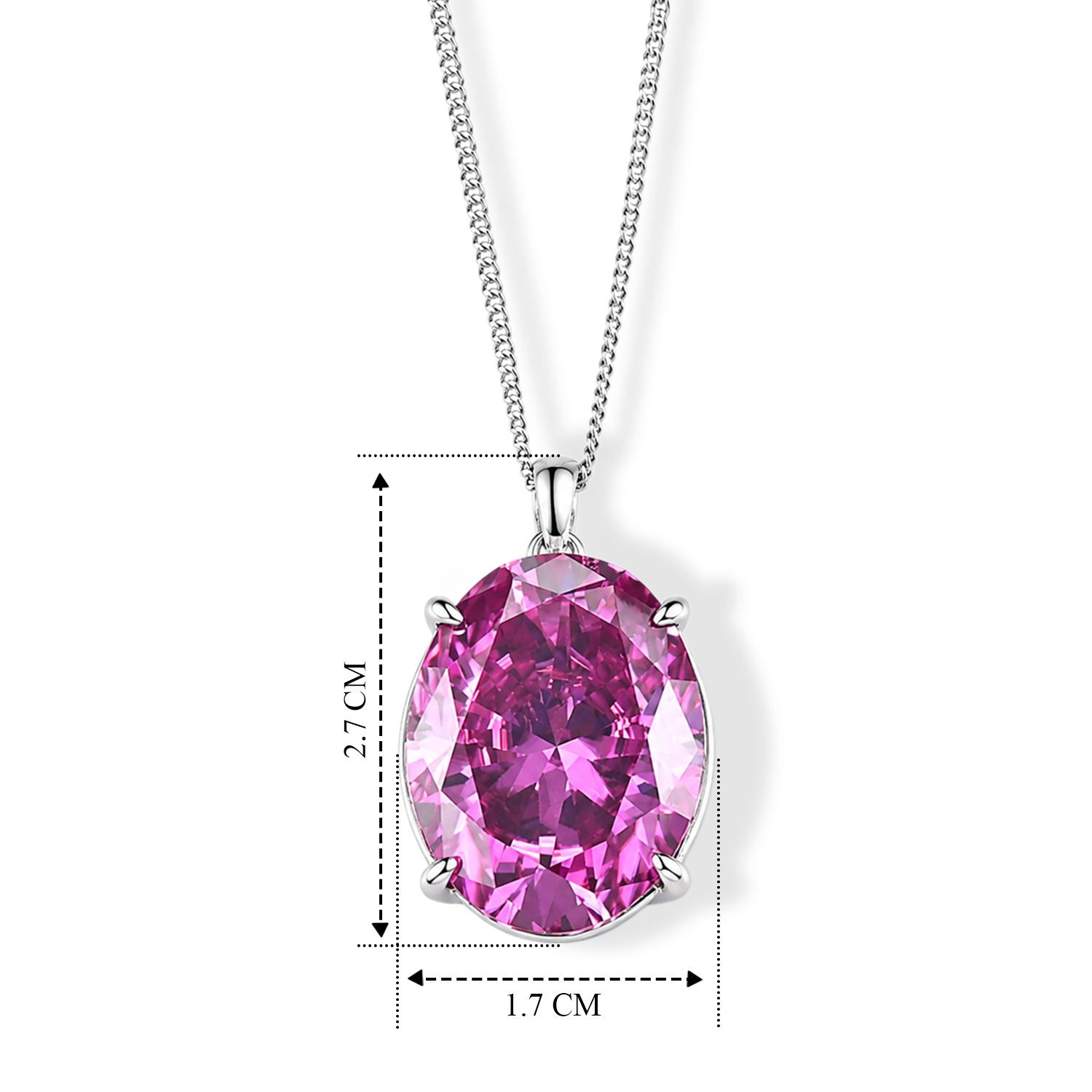 Biggest Carat Weight - Pink Moissanite Solitaire Pendant with Chain (Size 18) in Rhodium Overlay Sterling Silver 20.00 Ct. V32518222 6