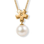 D'Joy - Premium White Edison Pearl (10-11mm), Ethiopian Opal & White Zircon Floral Drop Pendant with Chain (Size 18) in Yellow Gold Plated Sterling Silver 8.54 Ct._4488536_4