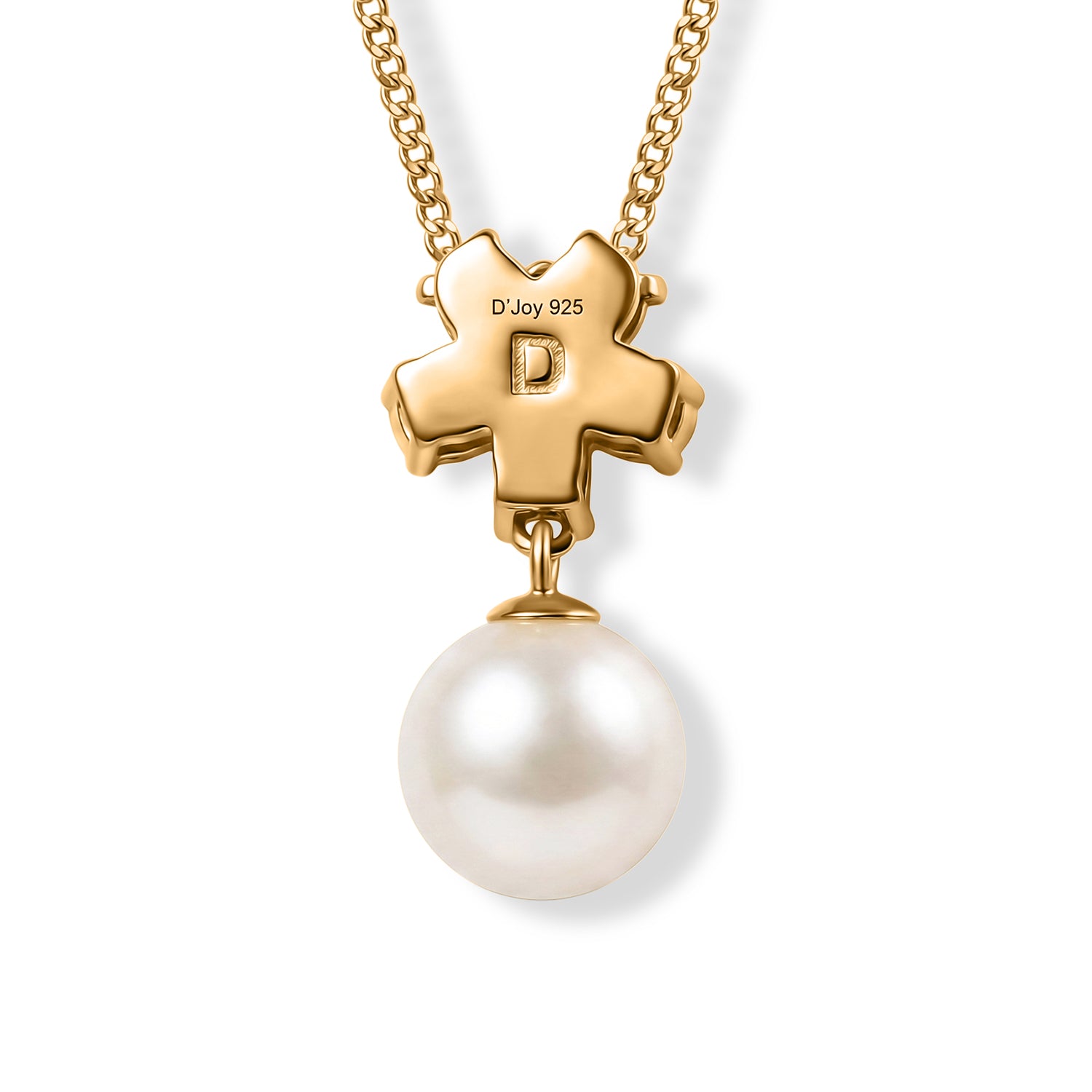 D'Joy - Premium White Edison Pearl (10-11mm), Ethiopian Opal &amp; White Zircon Floral Drop Pendant with Chain (Size 18) in Yellow Gold Plated Sterling Silver 8.54 Ct. 4488536 5