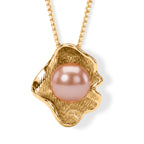 D'Joy - Premium Peach Edison (9-10mm) Ball Pendant with Chain (Size 18) in Yellow Gold Plated Sterling Silver 5.90 Ct._4488547