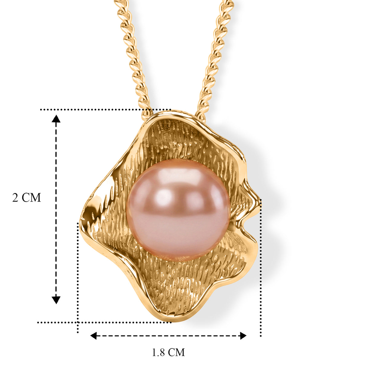 D'Joy - AAA Peach Edison (9-10mm) Ball Pendant with Chain (Size 18) in Yellow Gold Plated Sterling Silver 5.90 Ct. 4488547 5